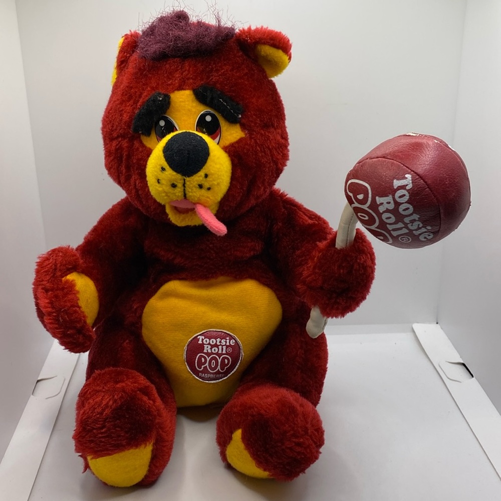 Vintage Nanco Tootsie Roll Pop Raspberry Plush Stuffed Animal Bear 1999